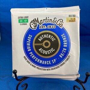 Martin MA180 Acoustic SP 80/20 Bronze Guitar Strings 10/47 Ext Light 12-String